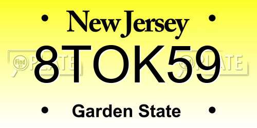 8TOK59 New Jersey License Plate
