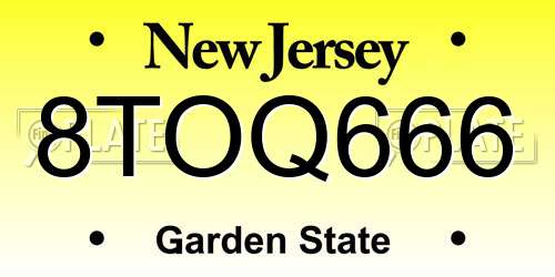 8TOQ666 New Jersey License Plate