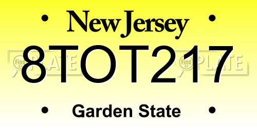 8TOT217 New Jersey License Plate
