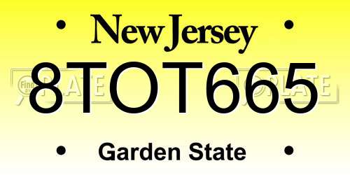 8TOT665 New Jersey License Plate
