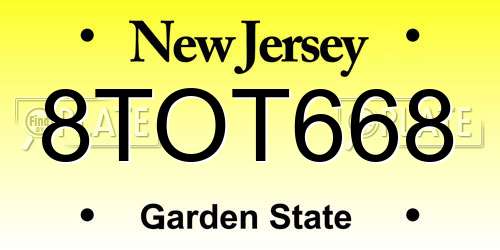 8TOT668 New Jersey License Plate
