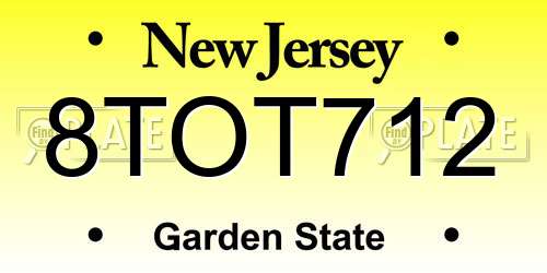 8TOT712 New Jersey License Plate