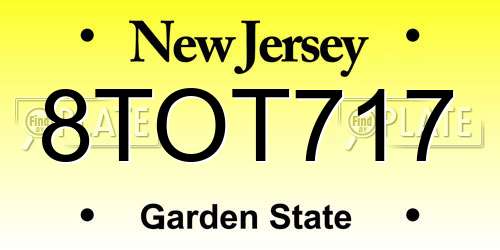 8TOT717 New Jersey License Plate