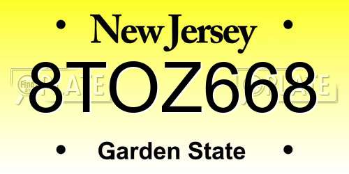 8TOZ668 New Jersey License Plate