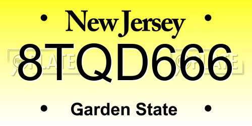8TQD666 New Jersey License Plate