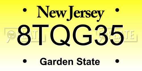 8TQG35 New Jersey License Plate