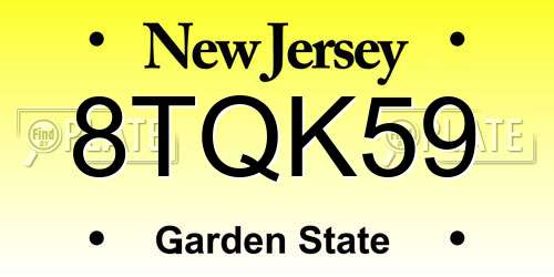 8TQK59 New Jersey License Plate