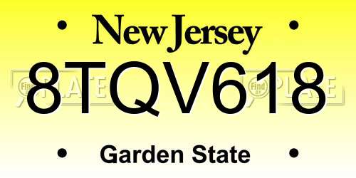 8TQV618 New Jersey License Plate