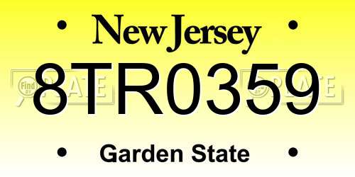 8TR0359 New Jersey License Plate