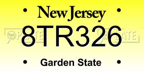 8TR326 New Jersey License Plate