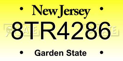 8TR4286 New Jersey License Plate