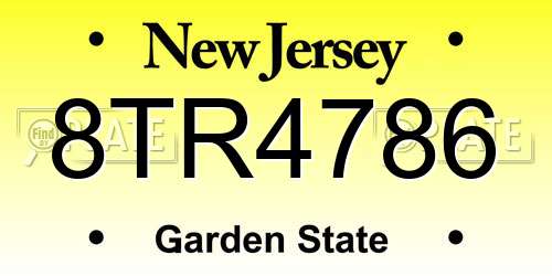 8TR4786 New Jersey License Plate