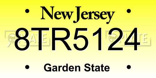 8TR5124 New Jersey License Plate