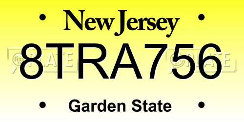 8TRA756 New Jersey License Plate