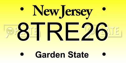 8TRE26 New Jersey License Plate