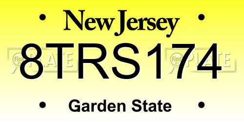 8TRS174 New Jersey License Plate