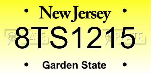 8TS1215 New Jersey License Plate