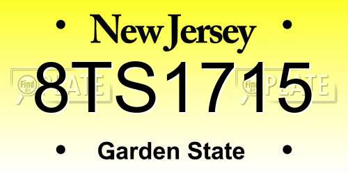 8TS1715 New Jersey License Plate