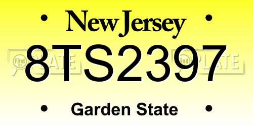 8TS2397 New Jersey License Plate
