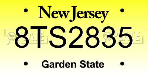 8TS2835 New Jersey License Plate