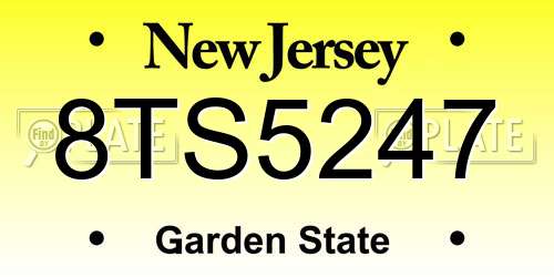 8TS5247 New Jersey License Plate