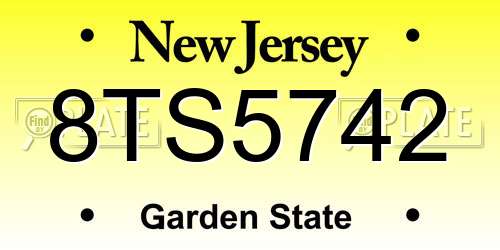 8TS5742 New Jersey License Plate