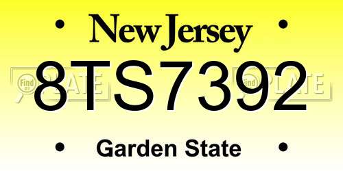 8TS7392 New Jersey License Plate