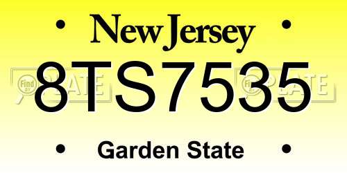 8TS7535 New Jersey License Plate