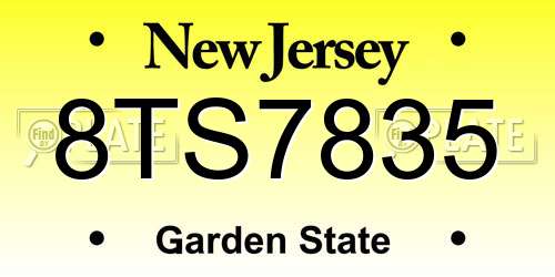 8TS7835 New Jersey License Plate