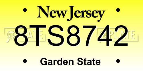 8TS8742 New Jersey License Plate