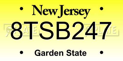 8TSB247 New Jersey License Plate