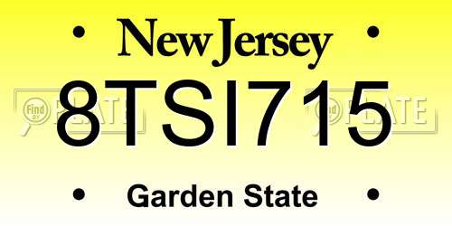 8TSI715 New Jersey License Plate