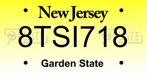 8TSI718 New Jersey License Plate