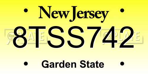 8TSS742 New Jersey License Plate