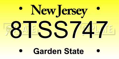 8TSS747 New Jersey License Plate