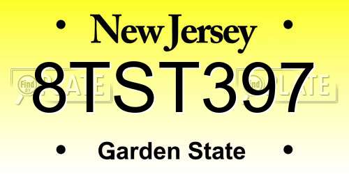 8TST397 New Jersey License Plate