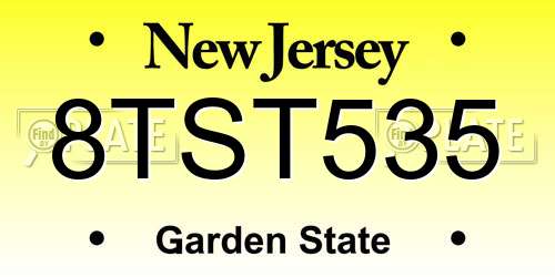 8TST535 New Jersey License Plate