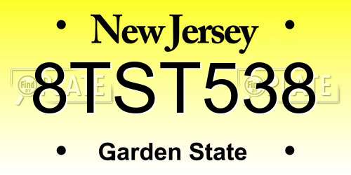 8TST538 New Jersey License Plate