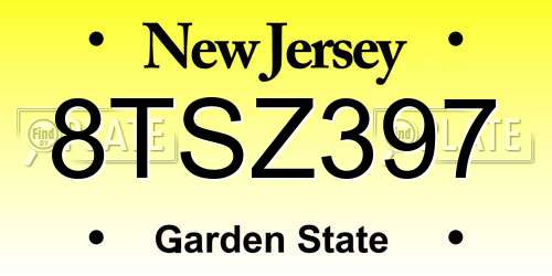 8TSZ397 New Jersey License Plate