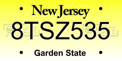 8TSZ535 New Jersey License Plate