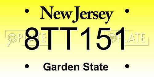 8TT151 New Jersey License Plate