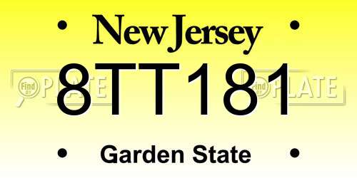 8TT181 New Jersey License Plate