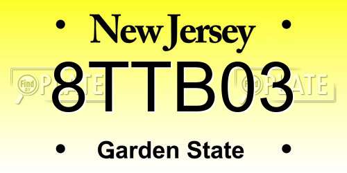 8TTB03 New Jersey License Plate
