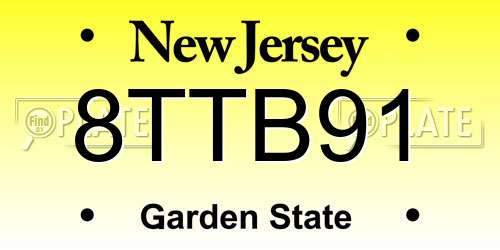 8TTB91 New Jersey License Plate