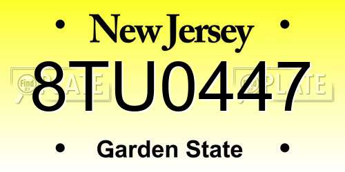 8TU0447 New Jersey License Plate