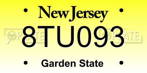 8TU093 New Jersey License Plate