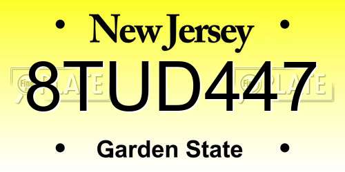 8TUD447 New Jersey License Plate
