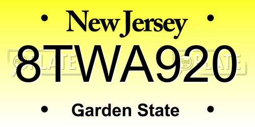 8TWA920 New Jersey License Plate