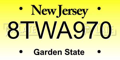 8TWA970 New Jersey License Plate