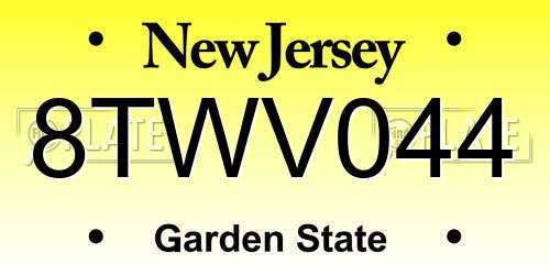 8TWV044 New Jersey License Plate
